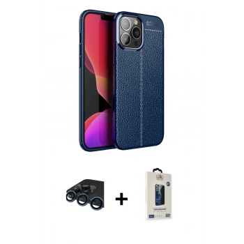 MARSİLYAN™- iPhone 15 Pro Max Kılıf Doruk Klasik Özel Seri - Siyah Bilvis Hayalet Cam Ekran Koruyucu + Raze Metal Kamera Lens - LT