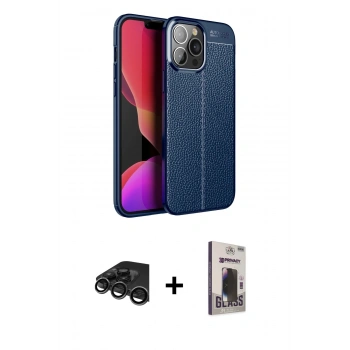 MARSİLYAN™- iPhone 15 Pro Max Kılıf Doruk Klasik Özel Seri - Siyah Bilvis Hayalet Cam Ekran Koruyucu + Raze Metal Kamera Lens - TMGI