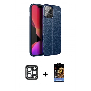 MARSİLYAN™- iPhone 15 Pro Max Kılıf Doruk Klasik Özel Seri - Siyah Buffer Hayalet Cam Ekran Koruyucu + PVD Metal Kamera Lens - LT