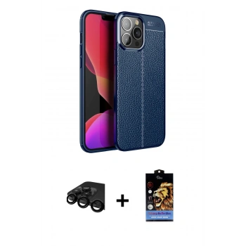 MARSİLYAN™- iPhone 15 Pro Max Kılıf Doruk Klasik Özel Seri - Siyah Buffer Hayalet Cam Ekran Koruyucu + Raze Metal Kamera Lens - SH
