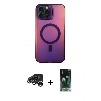 MARSİLYAN™- iPhone 15 Pro Max Kılıf Doruk Klasik Prime - Şeffaf 360 Full Body Arka Koruyucu + Raze Metal Kamera Lens - GS