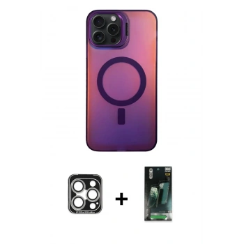 MARSİLYAN™- iPhone 15 Pro Max Kılıf Doruk Klasik Prime - Siyah 360 Mat Full Body Arka Koruyucu + PVD Metal Kamera Lens - GS