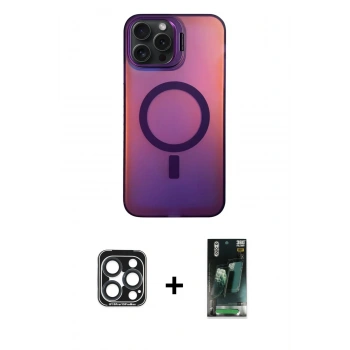 MARSİLYAN™- iPhone 15 Pro Max Kılıf Doruk Klasik Prime - Siyah 360 Mat Full Body Arka Koruyucu + PVD Metal Kamera Lens - LT