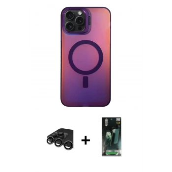 MARSİLYAN™- iPhone 15 Pro Max Kılıf Doruk Klasik Prime - Siyah 360 Mat Full Body Arka Koruyucu + Raze Metal Kamera Lens - TMGI