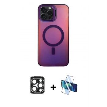MARSİLYAN™- iPhone 15 Pro Max Kılıf Doruk Klasik Prime - Siyah 3D Antistatik Seramik Nano Ekran Koruyucu + PVD Metal Kamera Lens - LT