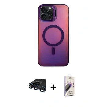 MARSİLYAN™- iPhone 15 Pro Max Kılıf Doruk Klasik Prime - Siyah Bilvis 3D Mat Cam Ekran Koruyucu + Raze Metal Kamera Lens - LT