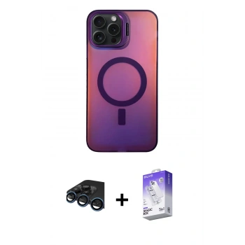 MARSİLYAN™- iPhone 15 Pro Max Kılıf Doruk Klasik Prime - Siyah Bilvis 5in1 3D Magic Cam Ekran Koruyucu + Raze Metal Kamera Lens - LT