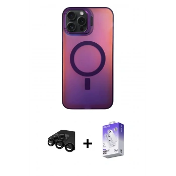 MARSİLYAN™- iPhone 15 Pro Max Kılıf Doruk Klasik Prime - Siyah Bilvis 5in1 3D Magic Cam Ekran Koruyucu + Raze Metal Kamera Lens - SH