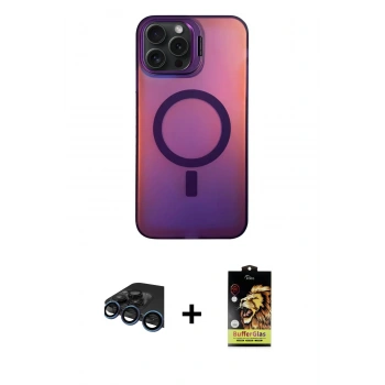 MARSİLYAN™- iPhone 15 Pro Max Kılıf Doruk Klasik Prime - Siyah Buffer Cam Ekran Koruyucu + Raze Metal Kamera Lens - LT