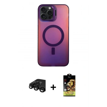 MARSİLYAN™- iPhone 15 Pro Max Kılıf Doruk Klasik Prime - Siyah Buffer Cam Ekran Koruyucu + Raze Metal Kamera Lens - SH
