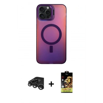 MARSİLYAN™- iPhone 15 Pro Max Kılıf Doruk Klasik Prime - Siyah Buffer Cam Ekran Koruyucu + Raze Metal Kamera Lens - TMGI
