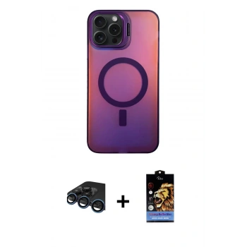 MARSİLYAN™- iPhone 15 Pro Max Kılıf Doruk Klasik Prime - Siyah Buffer Hayalet Cam Ekran Koruyucu + Raze Metal Kamera Lens - LT