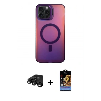 MARSİLYAN™- iPhone 15 Pro Max Kılıf Doruk Klasik Prime - Siyah Buffer Hayalet Cam Ekran Koruyucu + Raze Metal Kamera Lens - SH