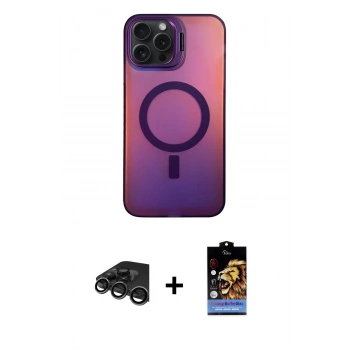 MARSİLYAN™- iPhone 15 Pro Max Kılıf Doruk Klasik Prime - Siyah Buffer Hayalet Cam Ekran Koruyucu + Raze Metal Kamera Lens - TMGI
