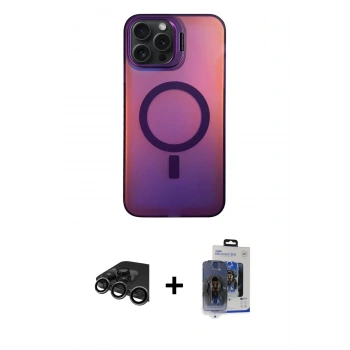 MARSİLYAN™- iPhone 15 Pro Max Kılıf Doruk Klasik Prime - Siyah Vanessa Magic Cam + Raze Metal Kamera Lens - TMGI