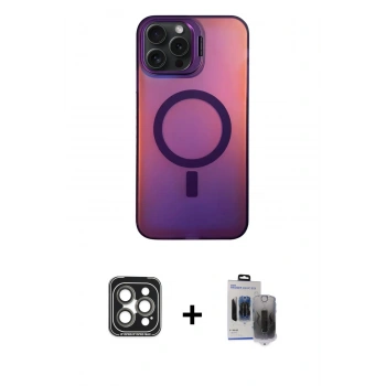 MARSİLYAN™- iPhone 15 Pro Max Kılıf Doruk Klasik Prime - Siyah Vanessa Magic Hayalet Cam + PVD Metal Kamera Lens - GI