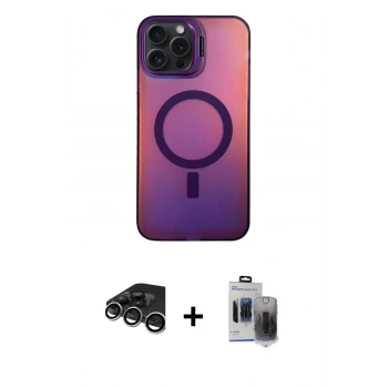 MARSİLYAN™- iPhone 15 Pro Max Kılıf Doruk Klasik Prime - Siyah Vanessa Magic Hayalet Cam + Raze Metal Kamera Lens - GS
