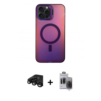MARSİLYAN™- iPhone 15 Pro Max Kılıf Doruk Klasik Prime - Siyah Vanessa Magic Hayalet Cam + Raze Metal Kamera Lens - SH