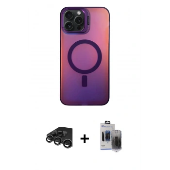 MARSİLYAN™- iPhone 15 Pro Max Kılıf Doruk Klasik Prime - Siyah Vanessa Magic Hayalet Cam + Raze Metal Kamera Lens - TMGI
