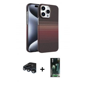 MARSİLYAN™- iPhone 15 Pro Max Kılıf Doruk Serisi - Şeffaf 360 Full Body Arka Koruyucu + Raze Metal Kamera Lens - LT