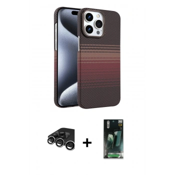 MARSİLYAN™- iPhone 15 Pro Max Kılıf Doruk Serisi - Siyah 360 Mat Full Body Arka Koruyucu + Raze Metal Kamera Lens - GS