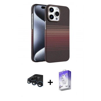 MARSİLYAN™- iPhone 15 Pro Max Kılıf Doruk Serisi - Siyah Bilvis 5in1 3D Magic Cam Ekran Koruyucu + Raze Metal Kamera Lens - LT