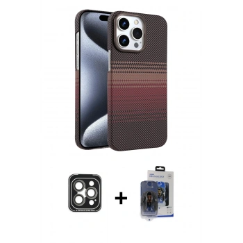 MARSİLYAN™- iPhone 15 Pro Max Kılıf Doruk Serisi - Siyah Vanessa Magic Cam + PVD Metal Kamera Lens - GI