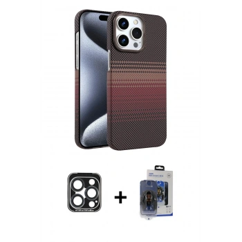 MARSİLYAN™- iPhone 15 Pro Max Kılıf Doruk Serisi - Siyah Vanessa Magic Cam + PVD Metal Kamera Lens - LT