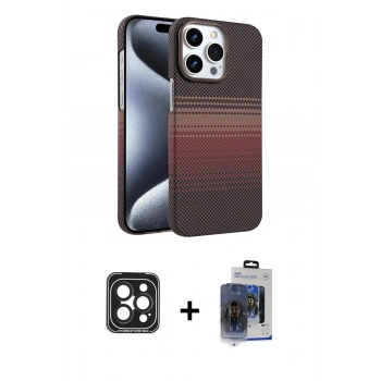 MARSİLYAN™- iPhone 15 Pro Max Kılıf Doruk Serisi - Siyah Vanessa Magic Cam + PVD Metal Kamera Lens - SH