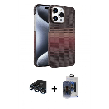 MARSİLYAN™- iPhone 15 Pro Max Kılıf Doruk Serisi - Siyah Vanessa Magic Cam + Raze Metal Kamera Lens - LT