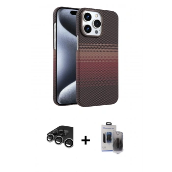 MARSİLYAN™- iPhone 15 Pro Max Kılıf Doruk Serisi - Siyah Vanessa Magic Hayalet Cam + Raze Metal Kamera Lens - GS