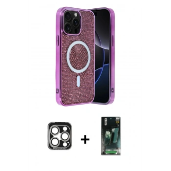 MARSİLYAN™- iPhone 15 Pro Max Kılıf Eksen Çizgi - Şeffaf 360 Full Body Arka Koruyucu + PVD Metal Kamera Lens - GS