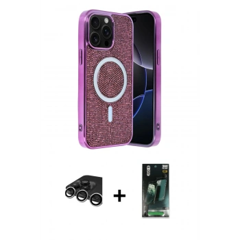 MARSİLYAN™- iPhone 15 Pro Max Kılıf Eksen Çizgi - Siyah 360 Mat Full Body Arka Koruyucu + Raze Metal Kamera Lens - GS