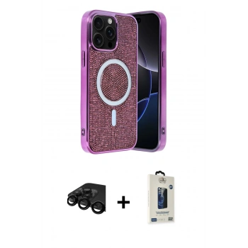 MARSİLYAN™- iPhone 15 Pro Max Kılıf Eksen Çizgi - Siyah Bilvis Hayalet Cam Ekran Koruyucu + Raze Metal Kamera Lens - SH