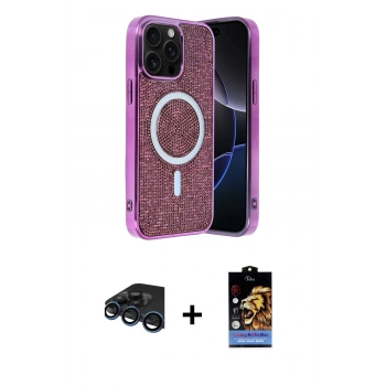 MARSİLYAN™- iPhone 15 Pro Max Kılıf Eksen Çizgi - Siyah Buffer Hayalet Cam Ekran Koruyucu + Raze Metal Kamera Lens - LT