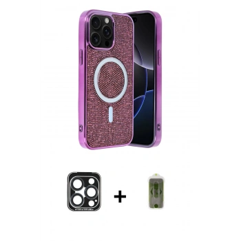 MARSİLYAN™- iPhone 15 Pro Max Kılıf Eksen Çizgi - Siyah Joko Magic 5D Hayalet Cam + PVD Metal Kamera Lens - LT