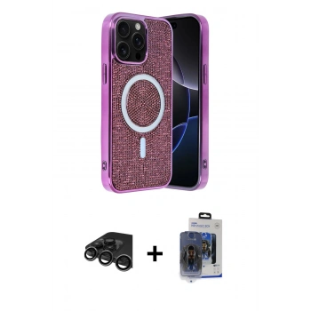 MARSİLYAN™- iPhone 15 Pro Max Kılıf Eksen Çizgi - Siyah Vanessa Magic Cam + Raze Metal Kamera Lens - TMGI