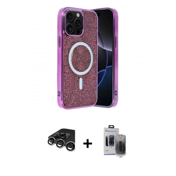 MARSİLYAN™- iPhone 15 Pro Max Kılıf Eksen Çizgi - Siyah Vanessa Magic Hayalet Cam + Raze Metal Kamera Lens - GS