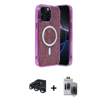 MARSİLYAN™- iPhone 15 Pro Max Kılıf Eksen Çizgi - Siyah Vanessa Magic Hayalet Cam + Raze Metal Kamera Lens - LT