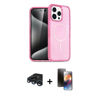 MARSİLYAN™- iPhone 15 Pro Max Kılıf Eksen Doku Koleksiyonu - Siyah 3D Antistatik Mat Seramik Nano Ekran Koruyucu + Raze Metal Kamera Lens - LT