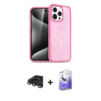 MARSİLYAN™- iPhone 15 Pro Max Kılıf Eksen Doku Koleksiyonu - Siyah Bilvis 5in1 5D Magic Hayalet Cam Ekran Koruyucu + Raze Metal Kamera Lens - TMGI