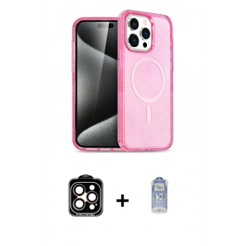 MARSİLYAN™- iPhone 15 Pro Max Kılıf Eksen Doku Koleksiyonu - Siyah Joko Magic 5D Cam + PVD Metal Kamera Lens - TU