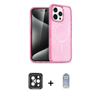 MARSİLYAN™- iPhone 15 Pro Max Kılıf Eksen Doku Koleksiyonu - Siyah Joko Magic 5D Cam + PVD Metal Kamera Lens - SH
