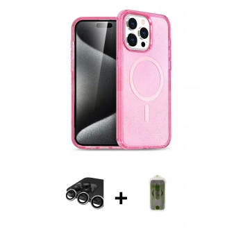 MARSİLYAN™- iPhone 15 Pro Max Kılıf Eksen Doku Koleksiyonu - Siyah Joko Magic 5D Hayalet Cam + Raze Metal Kamera Lens - GS