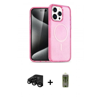MARSİLYAN™- iPhone 15 Pro Max Kılıf Eksen Doku Koleksiyonu - Siyah Joko Magic 5D Hayalet Cam + Raze Metal Kamera Lens - SH