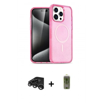 MARSİLYAN™- iPhone 15 Pro Max Kılıf Eksen Doku Koleksiyonu - Siyah Joko Magic 5D Hayalet Cam + Raze Metal Kamera Lens - TMGI