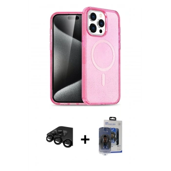 MARSİLYAN™- iPhone 15 Pro Max Kılıf Eksen Doku Koleksiyonu - Siyah Vanessa Magic Cam + Raze Metal Kamera Lens - SH