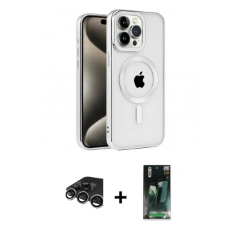 MARSİLYAN™- iPhone 15 Pro Max Kılıf Eksen Form Koleksiyonu - Siyah 360 Mat Full Body Arka Koruyucu + Raze Metal Kamera Lens - GS