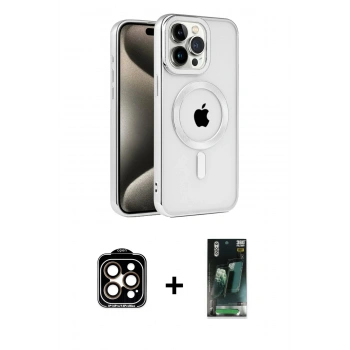 MARSİLYAN™- iPhone 15 Pro Max Kılıf Eksen Form Koleksiyonu - Siyah 360 Mat Full Body Arka Koruyucu + PVD Metal Kamera Lens - TU