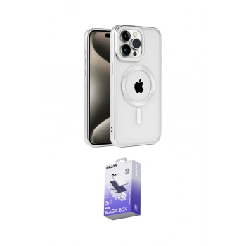 MARSİLYAN™- iPhone 15 Pro Max Kılıf Eksen Form Koleksiyonu - Siyah Bilvis 5in1 5D Magic Hayalet Cam Ekran Koruyucu